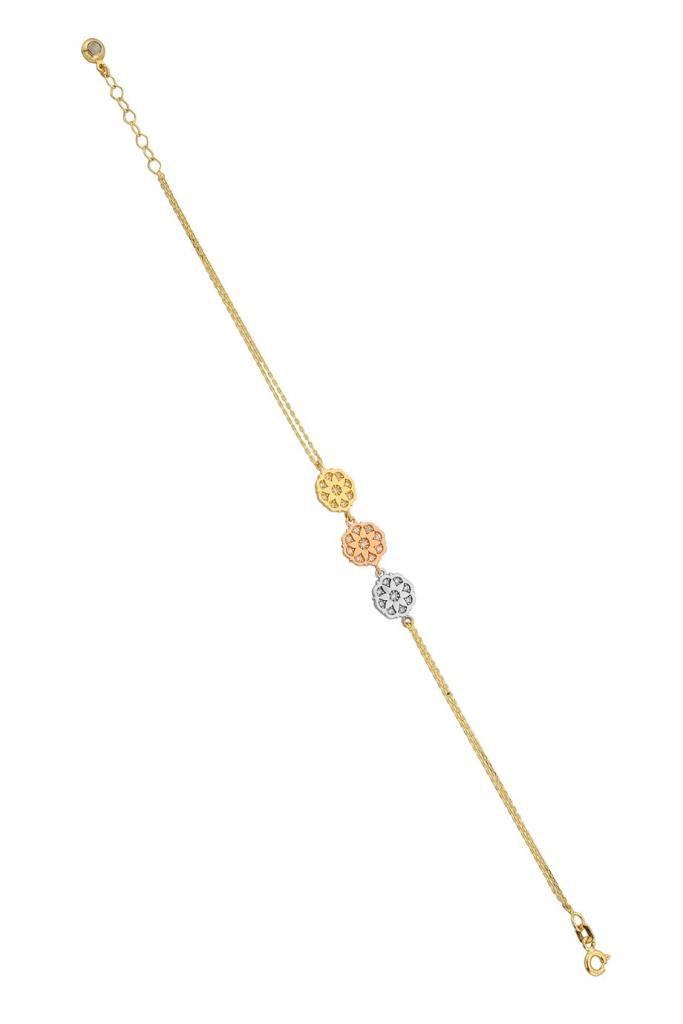 Gold Three -Color Flower Bracelet