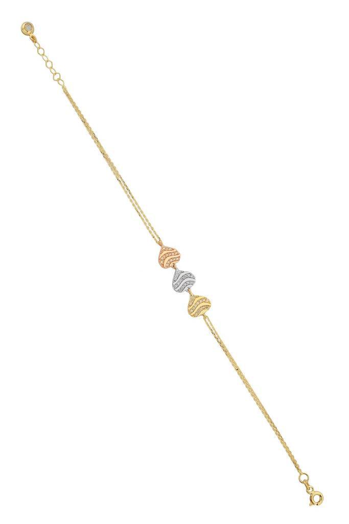 Gold Three -Color Heart Bracelet
