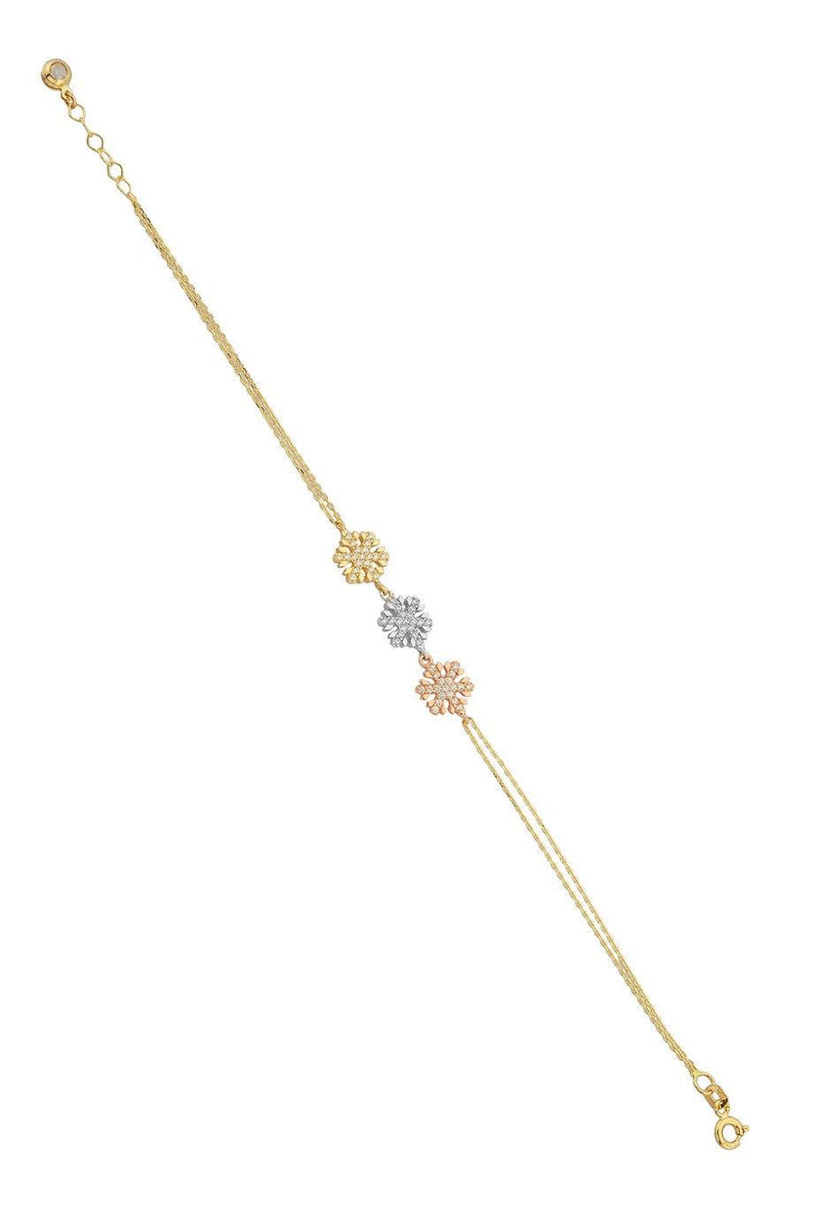 Gold Three -Color Snowflake Bracelet