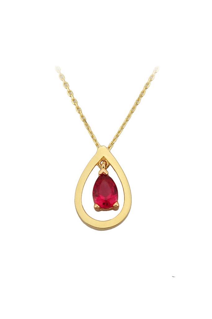 Golden Ruby Drop Necklace