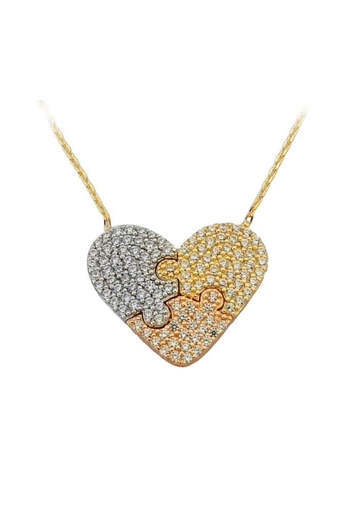 Gold Puzzle Heart Necklace