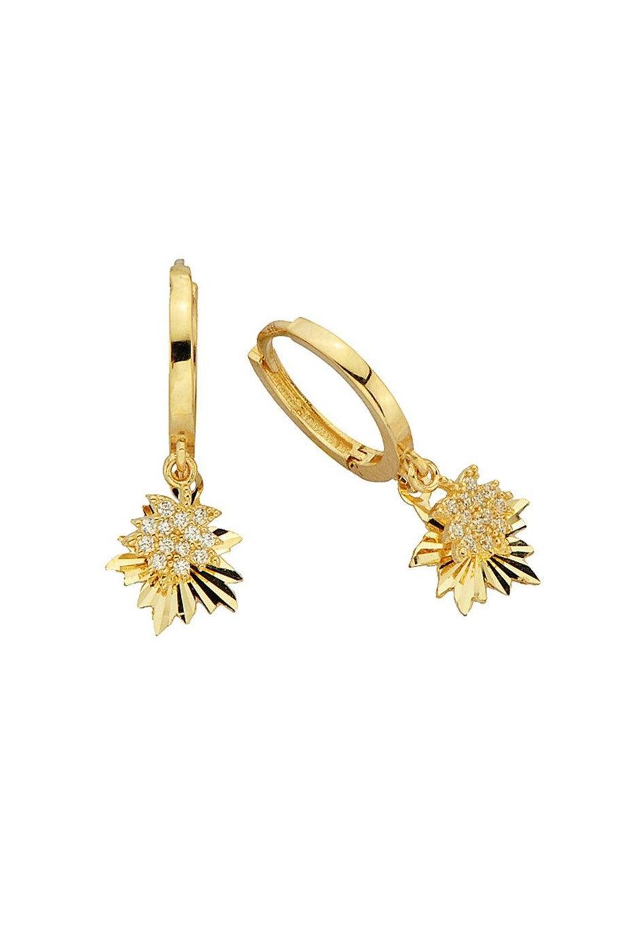 Golden Leaf Figure Ring Earrings