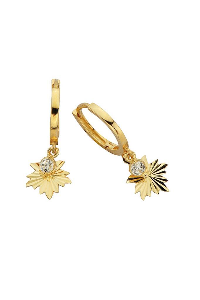 Golden Leaf Ring Earrings