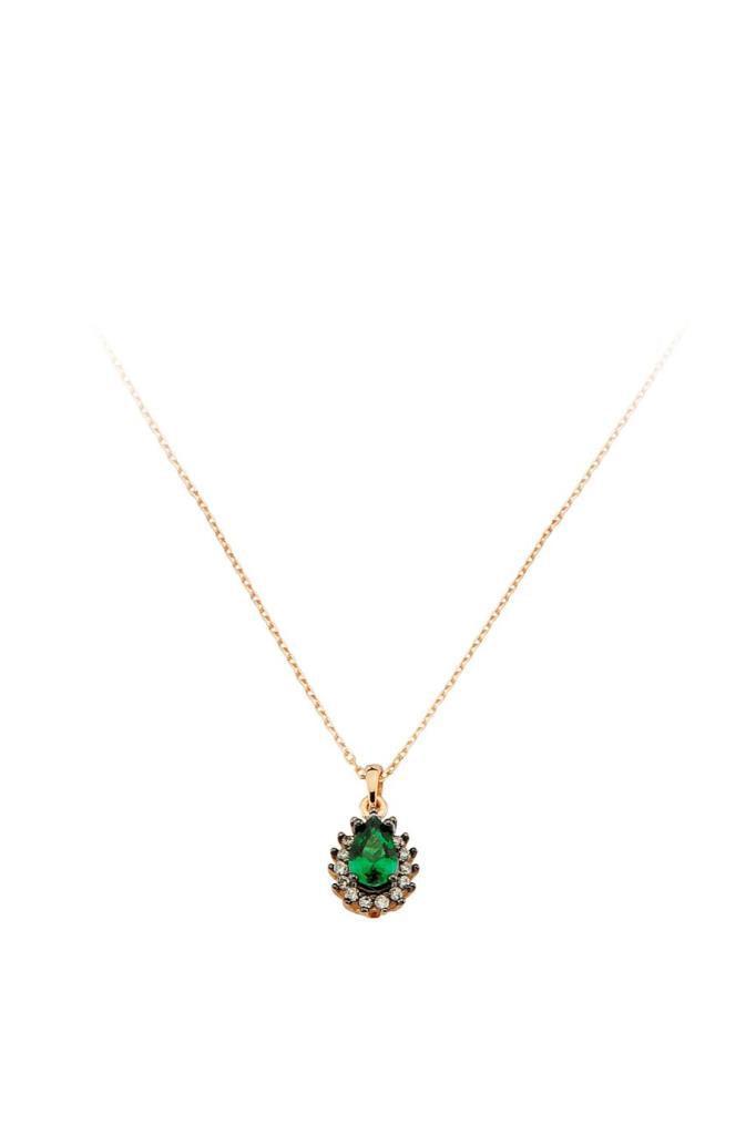 Golden Green Stone Necklace