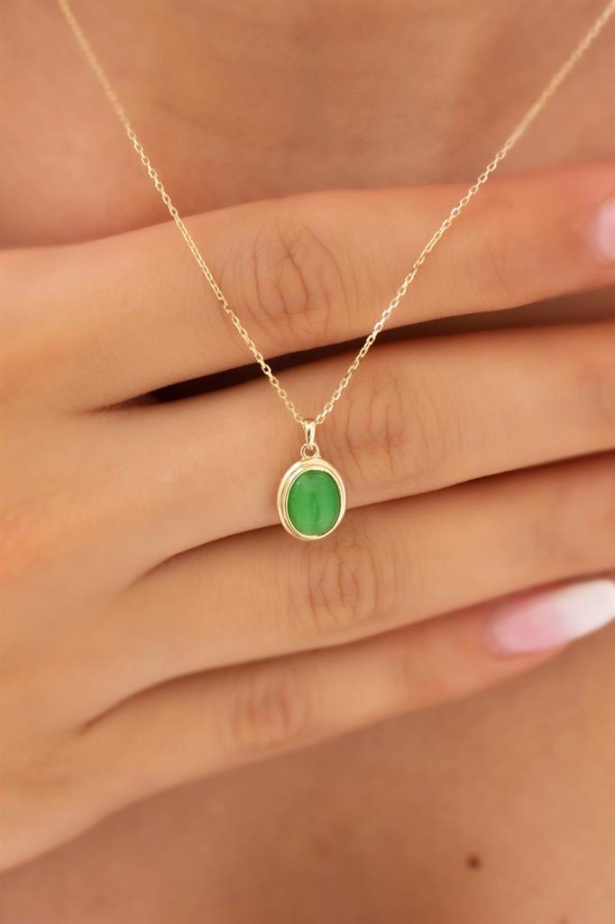 Golden Green Stone Necklace