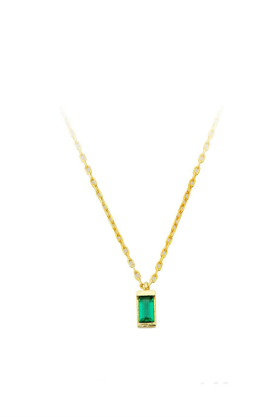 Gold Green Stone Design Necklace