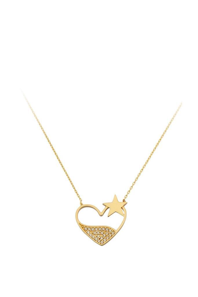 Golden Star Detail Heart Necklace