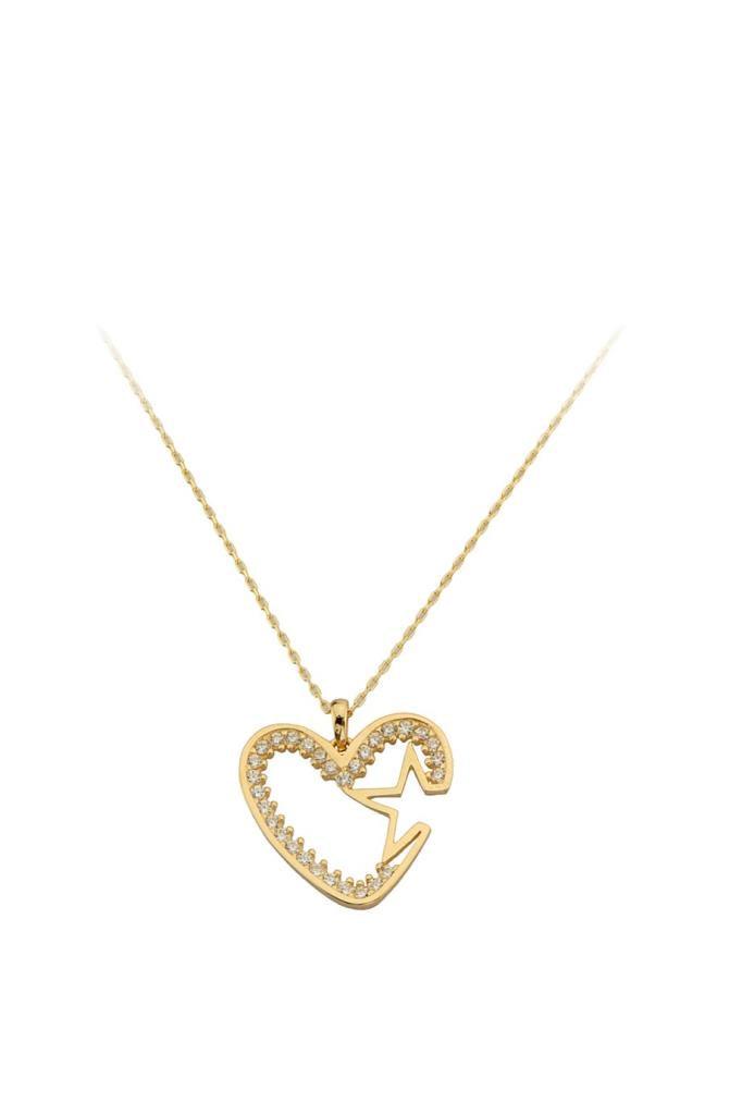 Golden Star Detail Heart Necklace