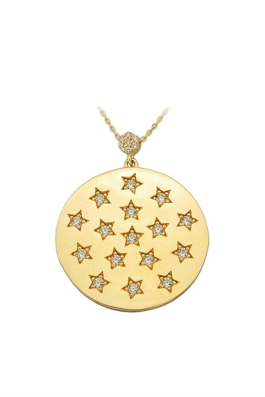 Golden Star Motif Medallion Necklace