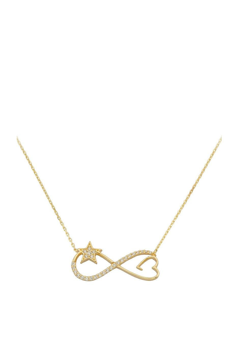 Golden Star And Heart Detail Infinity Necklace