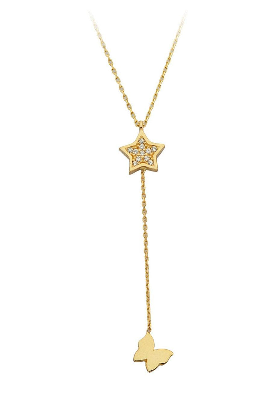 Golden Star And Butterfly Necklace