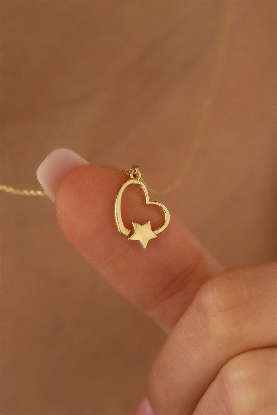 Golden Star Heart Necklace