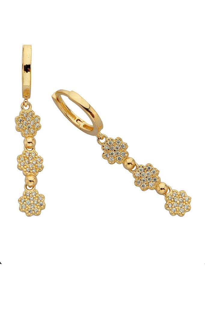 Golden Clover Figure Design Earrings