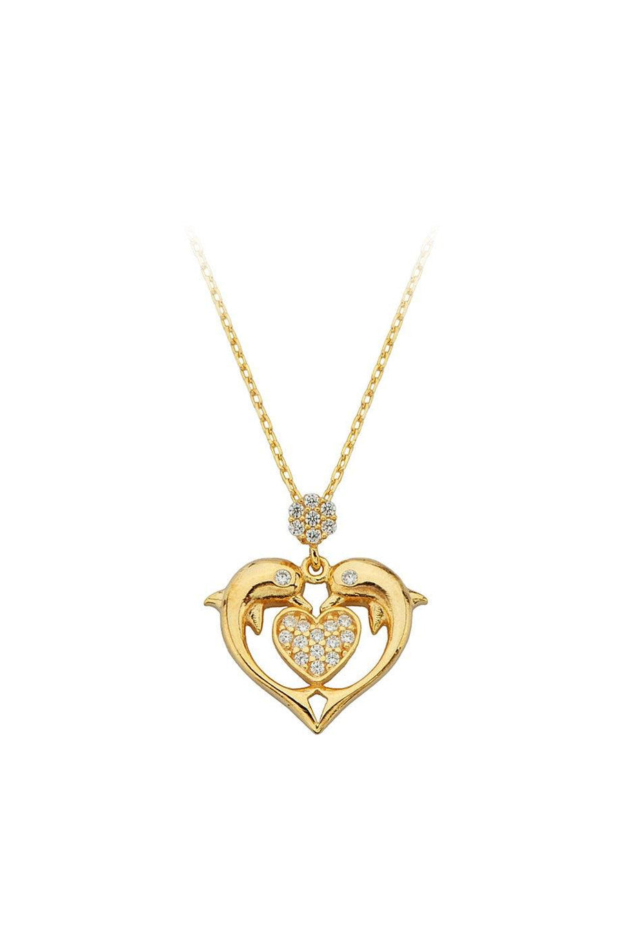 Golden Dolphin Heart Necklace