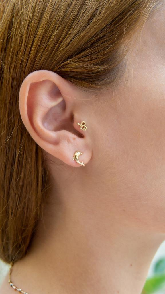 Gold Dolphin Earrings