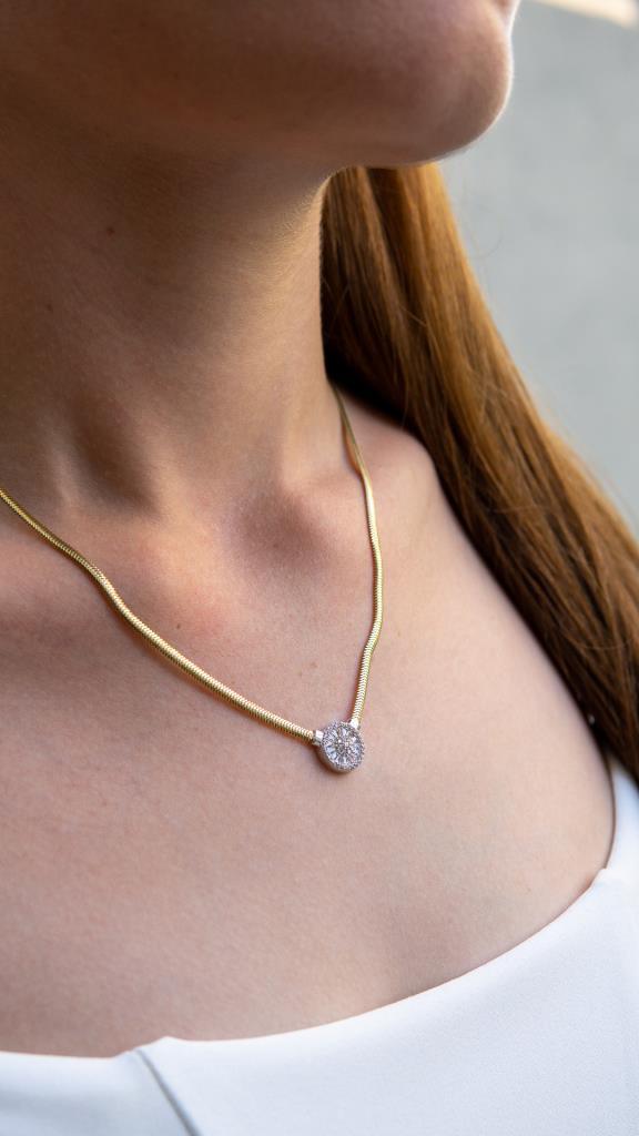 Gold Round Baguette Necklace