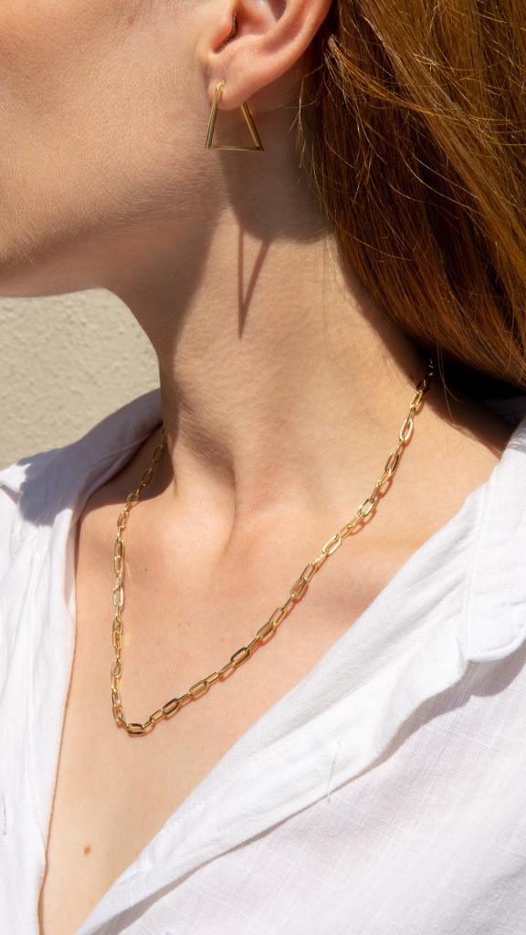 Gold Paper Clip Necklace 50 Cm
