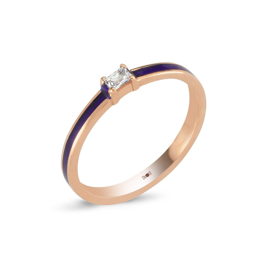 Baguette Stone Navy Blue Minimal Ring