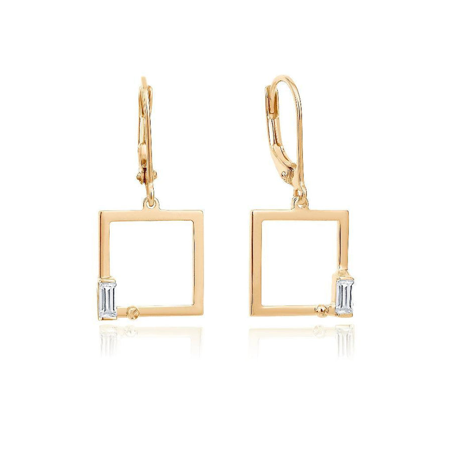 Bagetto Mini Square Gold Earrings