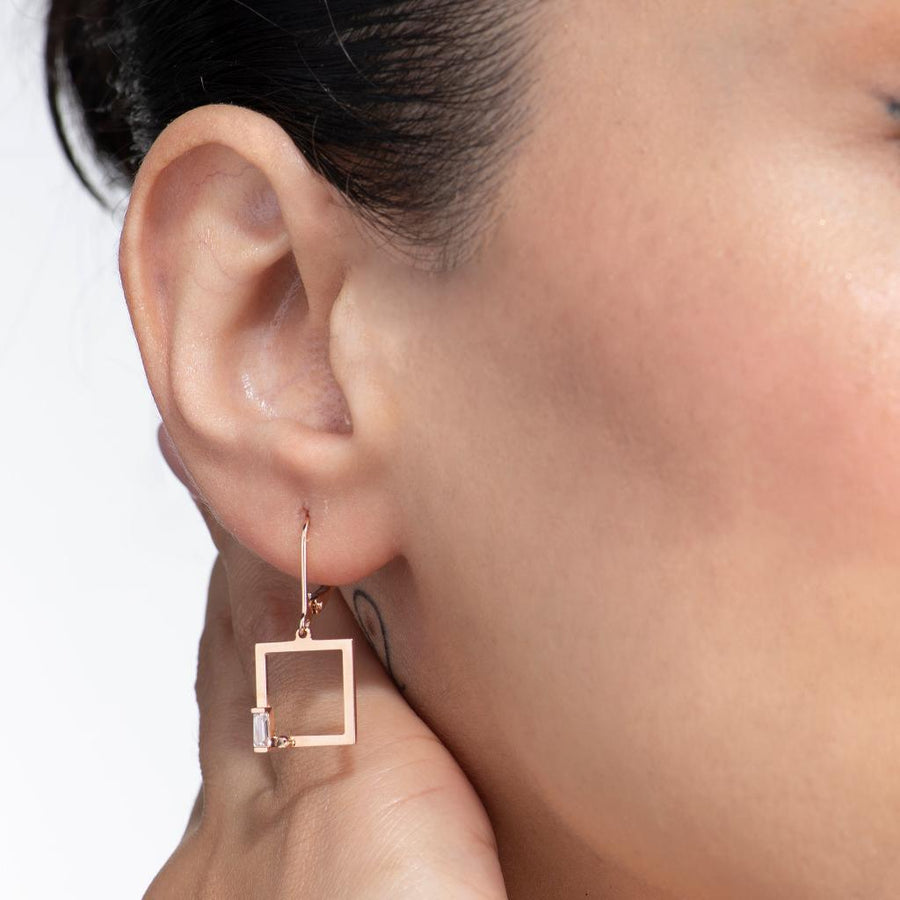Bagetto Mini Square Gold Earrings