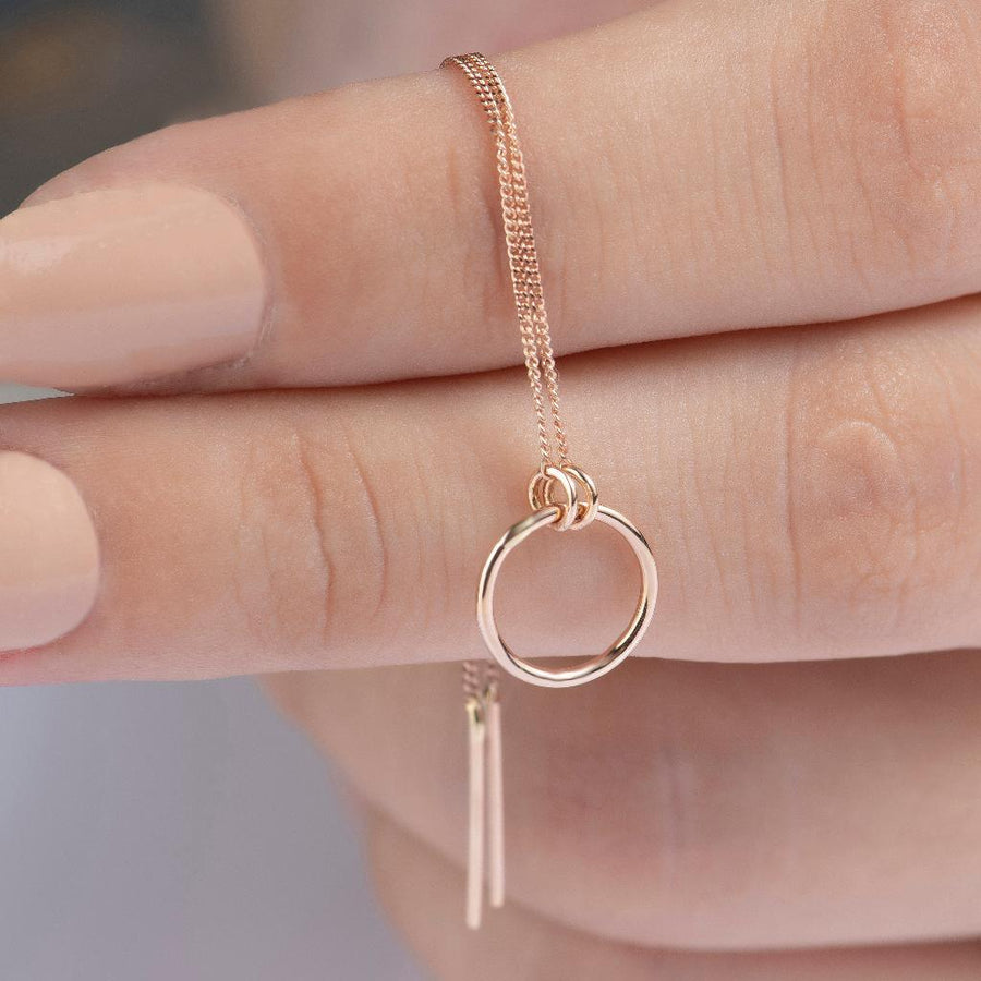 Cabaret Ring And Chain Binary Single Golden Earrings