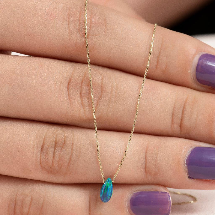 Cabaret Blue Opal Gold Necklace