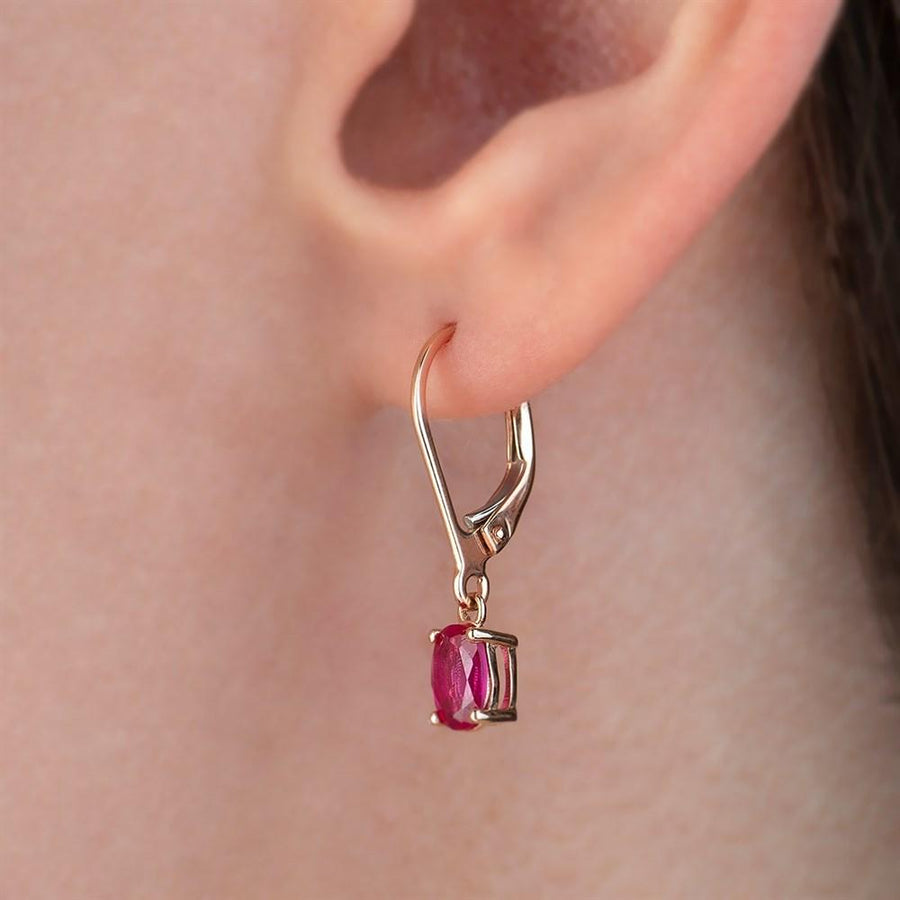 Cabaret Ruby Colored Shaking Gold Earrings