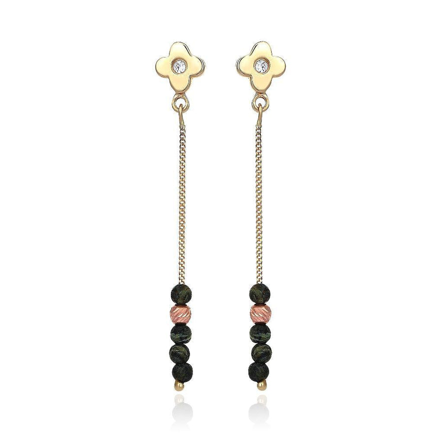 Gravity Flower Onix Gold Earrings