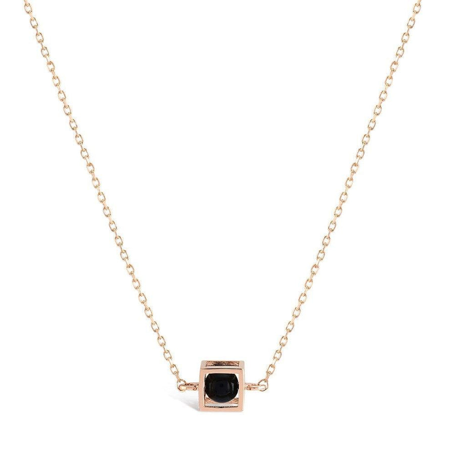 Gravity Cube Onix Gold Necklace