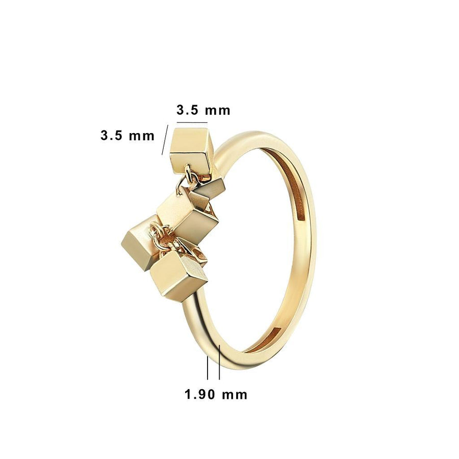 Gravity Cube Gold Ring