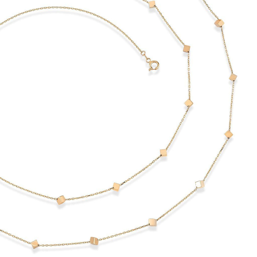 Gravity Long Cube Gold Necklace
