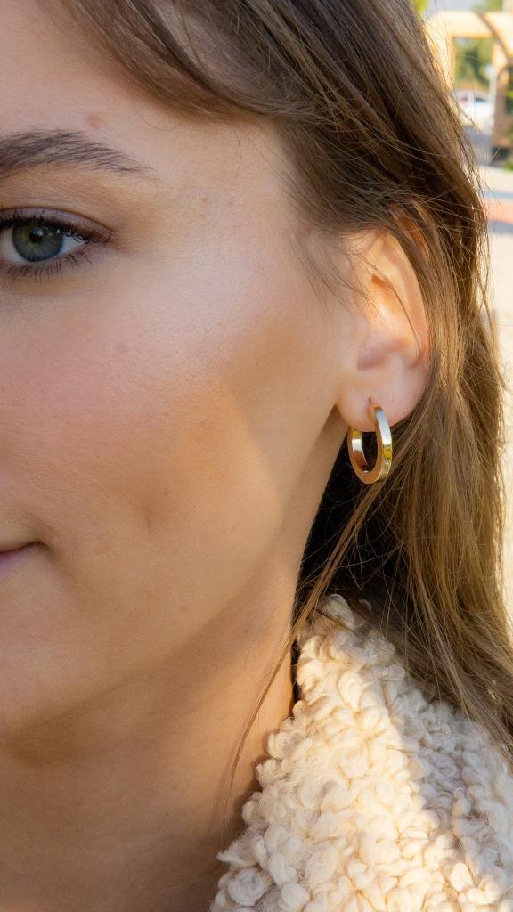 Gold Thick Hoop Earrings 1.7 Cm Diameter