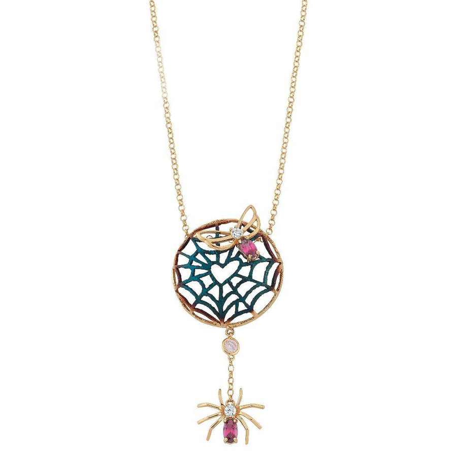 Maman Butterfly And Spider Gold Necklace