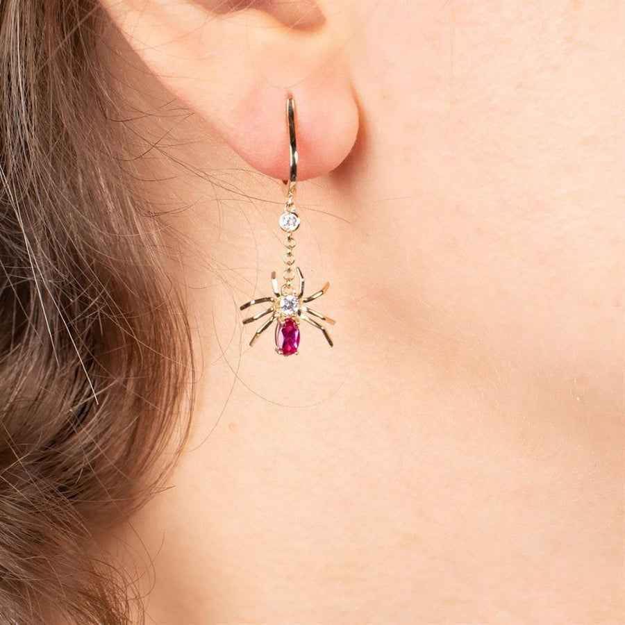 Maman Butterfly And Spider Gold Earrings