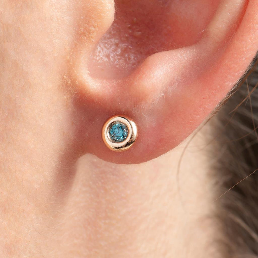 Blue Diamond Solitaire 0.10 C Earrings