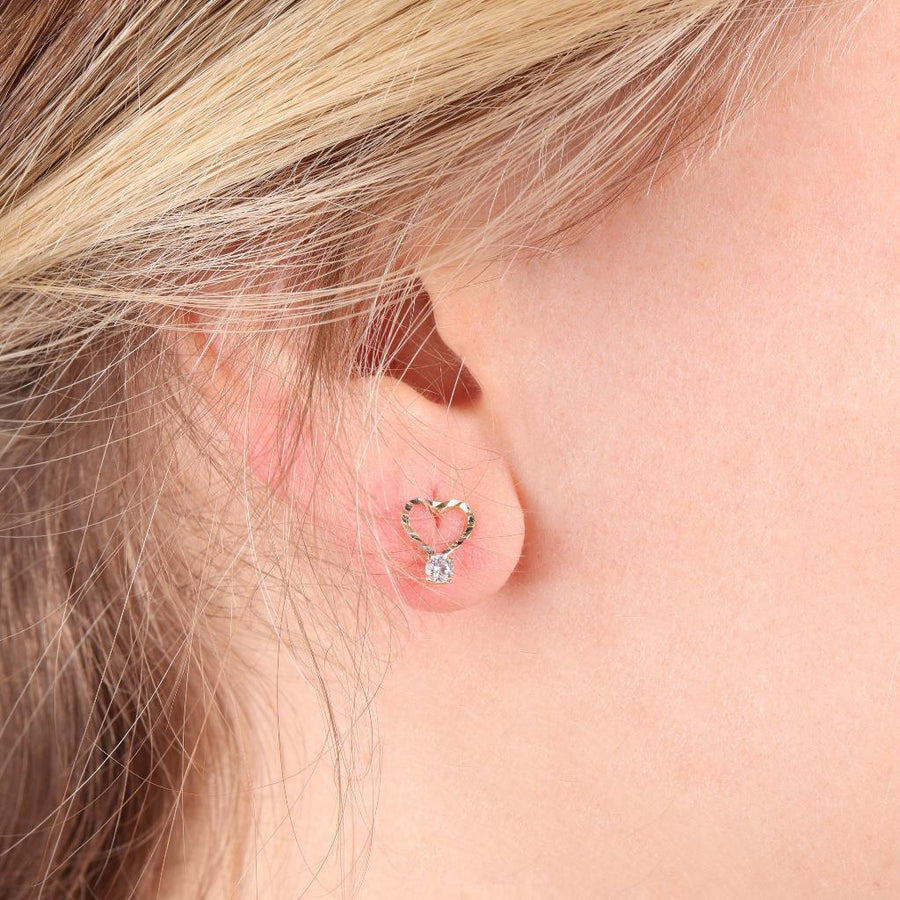 Mini Heart Gold Earrings