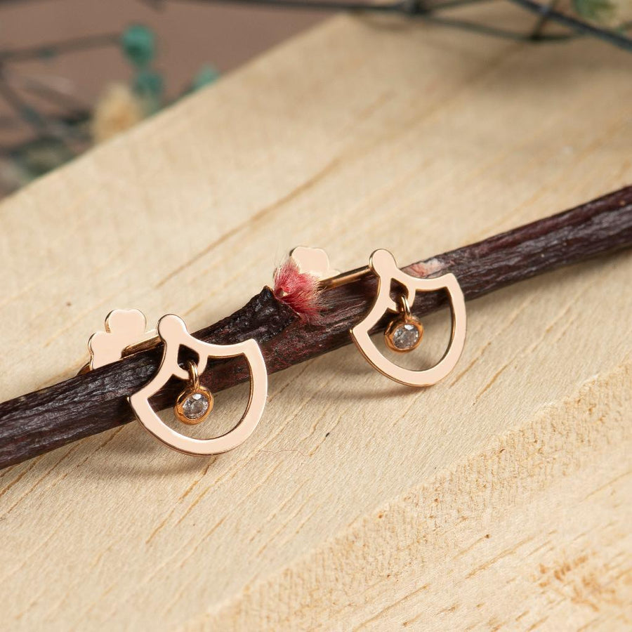 Simple Gold Earrings With Pırpır Stone