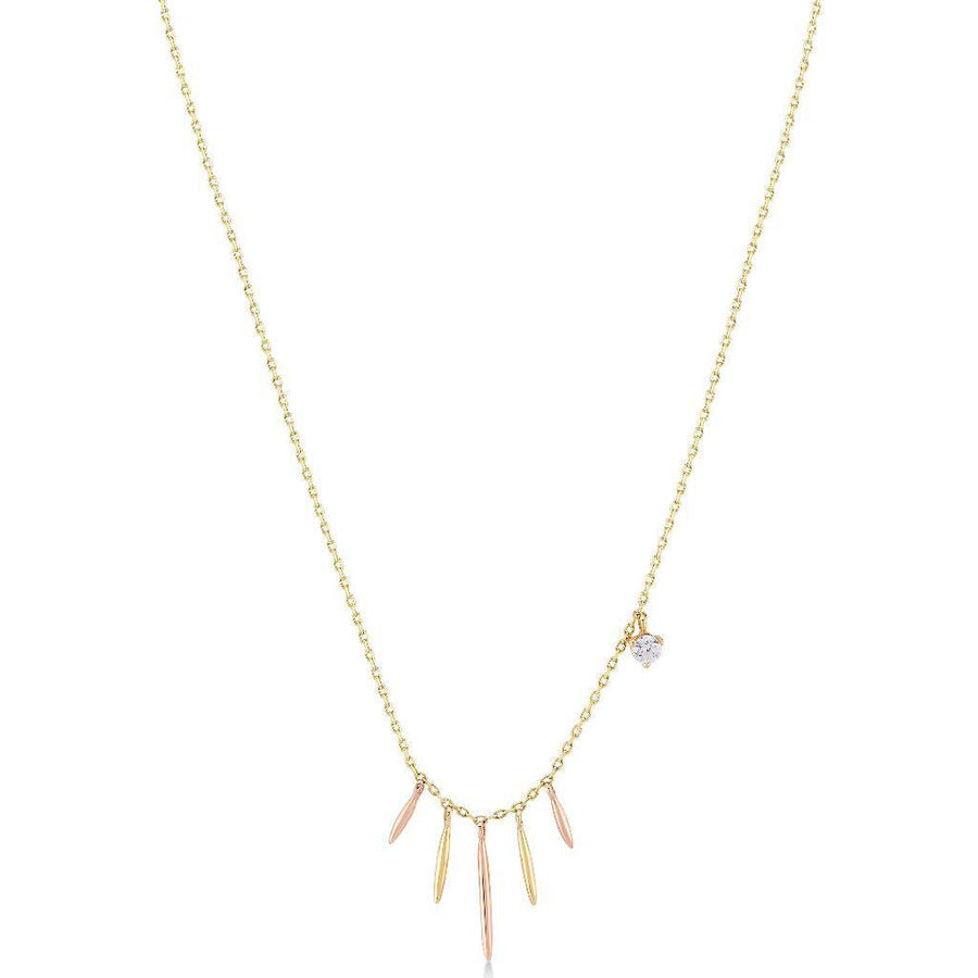 Stone Detailed Drop Gold Necklace